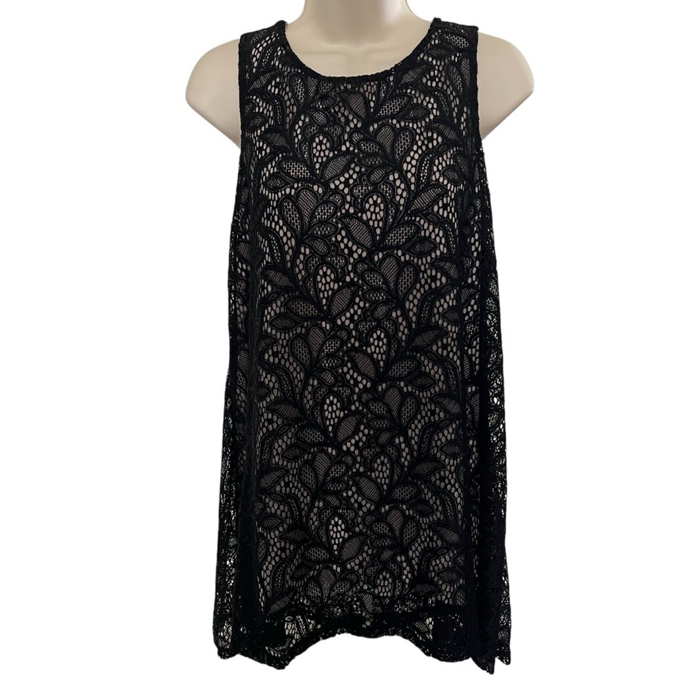 Alfani Womens Black Lace Alfani Sleeveless Shirt Size M NWT NEW